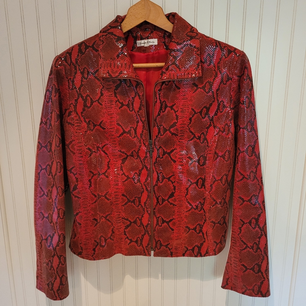 💋🔥90's red leather snake jacket! - Picture 3 of 9